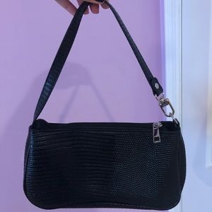 Mini Black Baguette Shoulder Bag